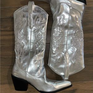 Silver Metallic Cowboy Boots